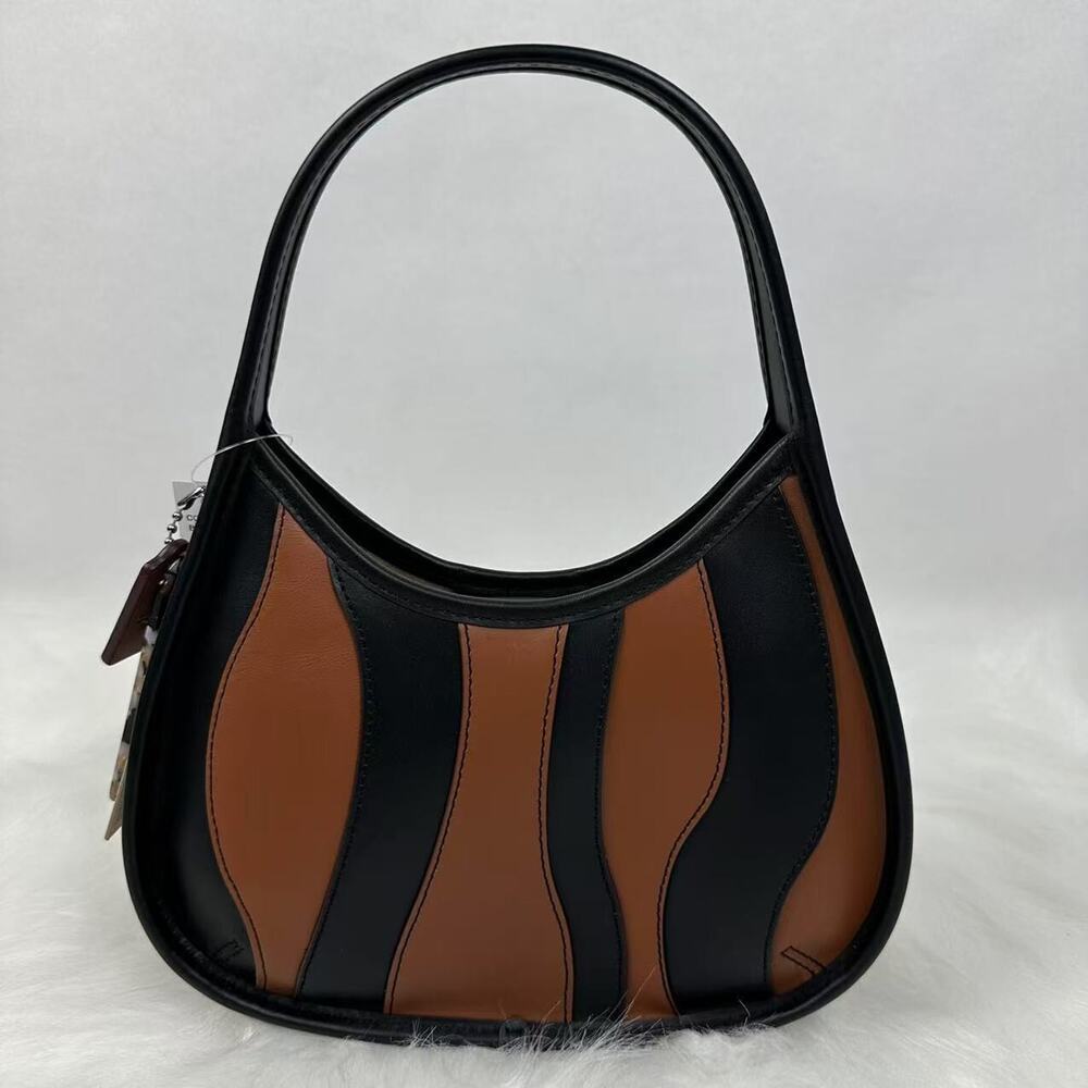 Coach Ergo Bag Wavy Stripe Upcrafted Coachtopia Leather In Brown Black CQ004